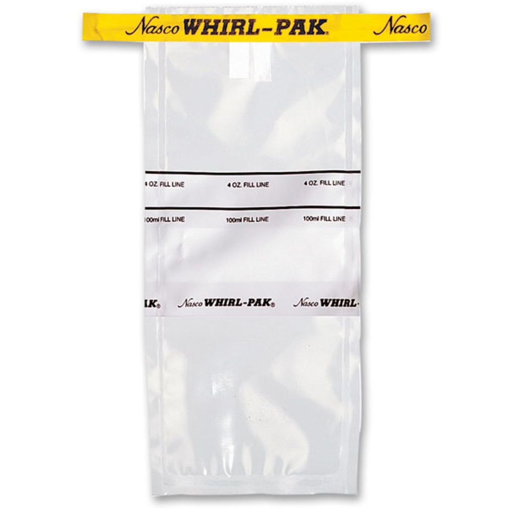 FUNDA WHIRL-PACK ESTANDARD 4 ONZ. ESTERILES, CON BANDA. PAC/500