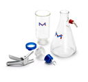 PORTAFILTRO MILLIPORE EN VIDRIO PYREX DE 47 MM MARCA MILLIPORE, CON REJILLA SOPORTE DE ACERO INOXIDABLE. INCLUYE: PINZA EN ALUMINIO ANODIZADO Y TAPON DE NEOPRENO.
