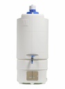 TANQUE DE ALMACENAMIENTO DE AGUA MARCA MILLIPORE EN MATERIAL POLIETILENO CON BAJO NIVEL DE EXTRAIBLES Y CAPACIDAD DE 60 LITROS. POSEE LLAVE MANUAL DISPENSADORA Y SENSOR DE NIVEL PARA QUE AL SER CONECTADO AL EQUIPO DE PURIFICACION RIOS O ELIX SE APAGUE