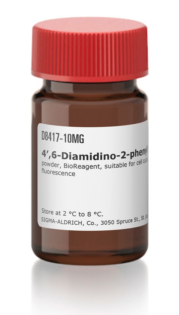 SIGMA-ALDRICH 4', DIHIDROCLORURO DE 6-DIAMIDINO-2-FENILINDOL, APTO PARA CULTIVO CELULAR, ? 98% (HPLC Y TLC), APTO PARA FLUORESCENCIA - 5MG