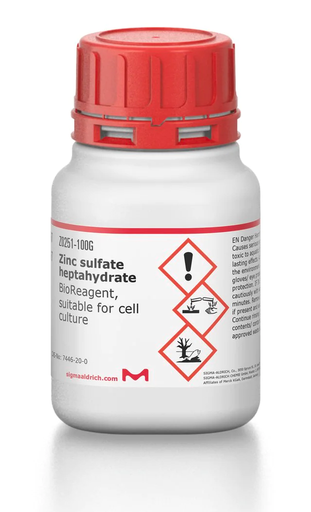 SIGMA ALDRICH ZINC SULFATE HEPTAHYDRATE FOR CELL CULTURE mayor99.0% PRESENTACION 100G