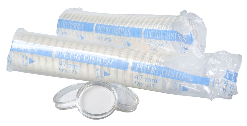CAJAS PETRI MARCA MERCK MILLIPORE, EN POLIESTIRENO MOLDEADO, CIERRE HERMÉTICO, DE 47 MM DE DIÁMETRO, ESTÉRILES CON PADS. 24PQX25UN