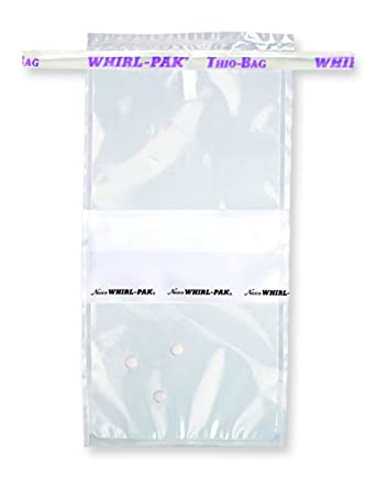 FUNDA WHIRL-PAK THIO-BAGS ESTANDARD 10 ONZ. ESTERILES, CON BANDA. PAC/100