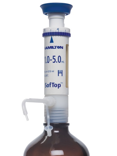 DISPENSADOR HAMILTON PARA BOTELLAS, VOLUMEN AJUSTABLE 10-60 ML, MAXIMA RESISTENCIA QUÍMICA Y TERMICA, RAPIDO Y PRECISO AJUSTE DE VOLUMEN