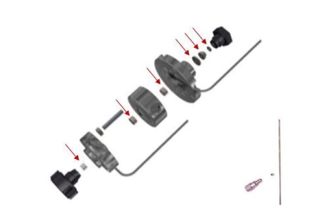 KIT DE RECONSTRUCCION DE SELLOS CON AGUJA INCLUYE: ARANDELA TEFLON, FILTRO DE LAVADO DE AGUJA, UN SEPARADOR SUPERIOR E INTERIOR, TUBO DE ALINEACION, SELLE DE LAVADO DE TUBO, AGUJA,SELLOS ALTA PRESION