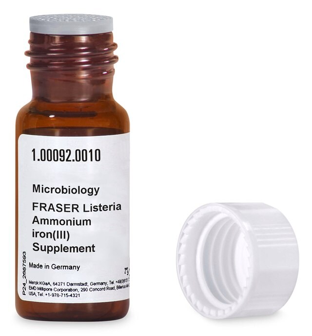 SUPLEMENTO DE AMONIO Y HIERRO ( III) PARA LISTERIA SEGÚN FRASER.10 X 1 VIAL. MARCA MERCK