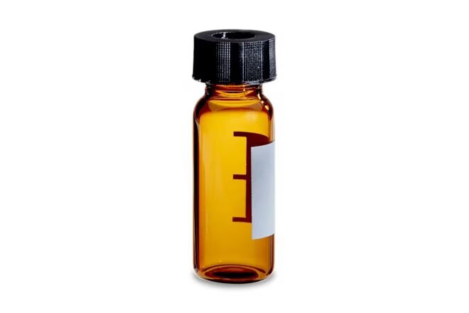 VIAL DE VIDRIO AMBAR CERTIFICADO POR LC/MS CON CONTROL DE PH TRUVIEW, VIAL CON CUELLO DE ROSCA DE 12 X 32 MM, CON TAPA Y SEPTA DE PTFE/SILICONA, VOLUMEN DE 2 ML, 100/PAQ.