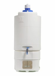[TANKPE060] TANQUE DE ALMACENAMIENTO DE AGUA MARCA MILLIPORE EN MATERIAL POLIETILENO CON BAJO NIVEL DE EXTRAIBLES Y CAPACIDAD DE 60 LITROS. POSEE LLAVE MANUAL DISPENSADORA Y SENSOR DE NIVEL PARA QUE AL SER CONECTADO AL EQUIPO DE PURIFICACION RIOS O ELIX SE APAGUE