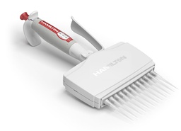 [55019-56] PIPETA MANUAL AJUSTABLE HAMILTON DE VOLUMEN VARIABLE MULTICANAL X 12 DE 30-300uL EN INCREMENTOS DE 0.2 uL COLOR ROJO CARMIN.