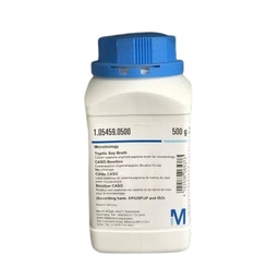 [105459-0500] CALDO DE SOJA TRIPTICO PARA MICROBIOLOGIA DE ACUERDO A EP/USP/JP E ISO. SOLUBILIDAD 30 G/L (20 °C) . 500G/BOTELLA DE PLASTICO. ALMACENAR DE +15°C A +25°C.