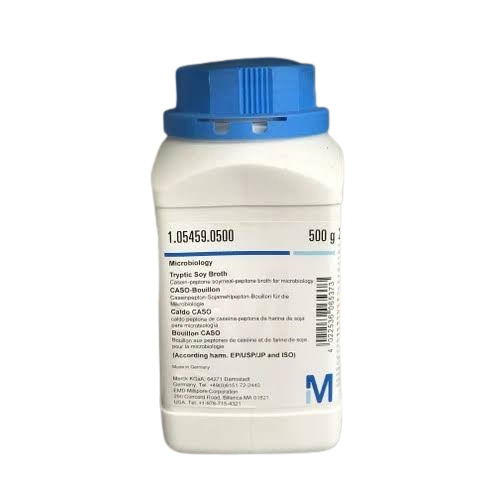 [105459-0500] CALDO DE SOJA TRIPTICO PARA MICROBIOLOGIA DE ACUERDO A EP/USP/JP E ISO. SOLUBILIDAD 30 G/L (20 °C) . 500G/BOTELLA DE PLASTICO. ALMACENAR DE +15°C A +25°C.