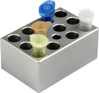 [MD-MINI-B03] BLOQUE DE 6 POZOS PARA TUBOS DE 15 ML DE 70 MM DE PROFUNDIDAD, L71 X W 46 X H75 MM