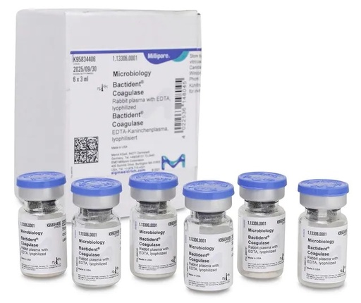 [1133060001] BACTIDENT COAGULASA PLASMA DE CONEJO CON EDTA, LIOFILIZADO. 1 X 6 X 3 ML. MARCA MERCK 